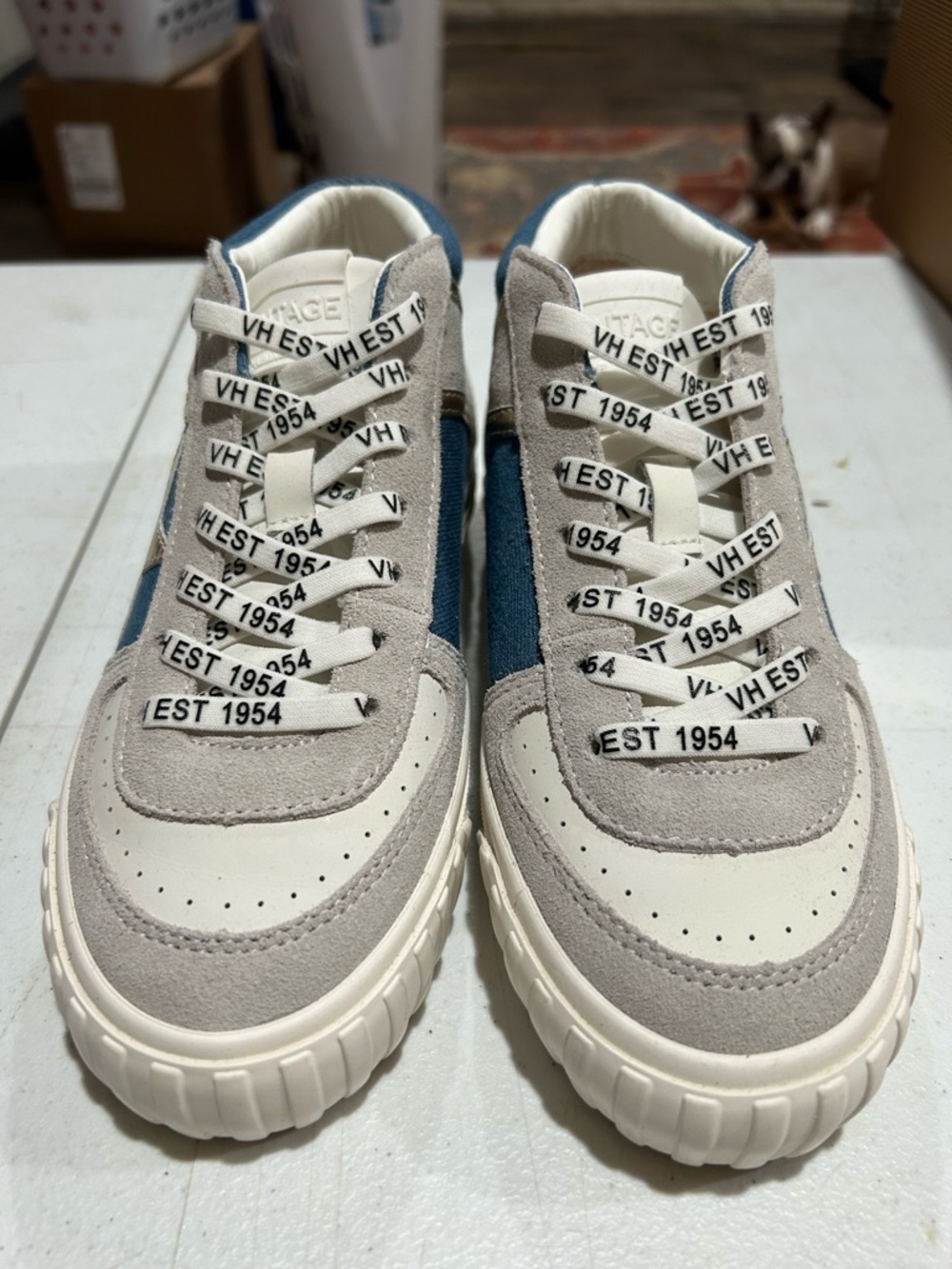 Vintage Havana Cream, Gray & Blue Low-Top Sneakers